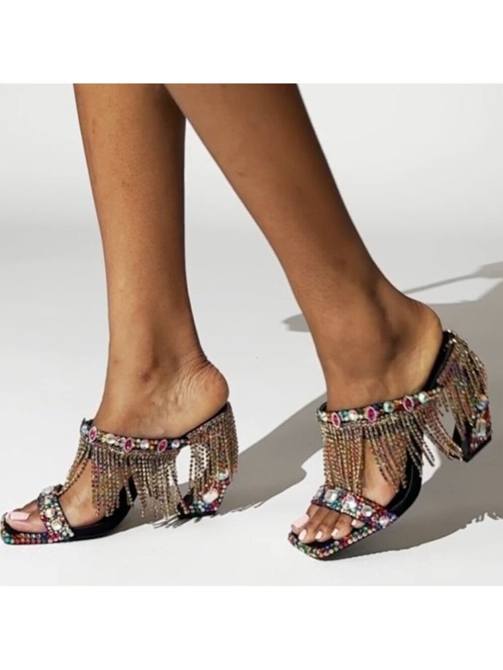 NWOB $119 AZALEA WANG SPICED MULTI EMBELLISHED RHINESTONE SANDAL - Picture 5 of 10